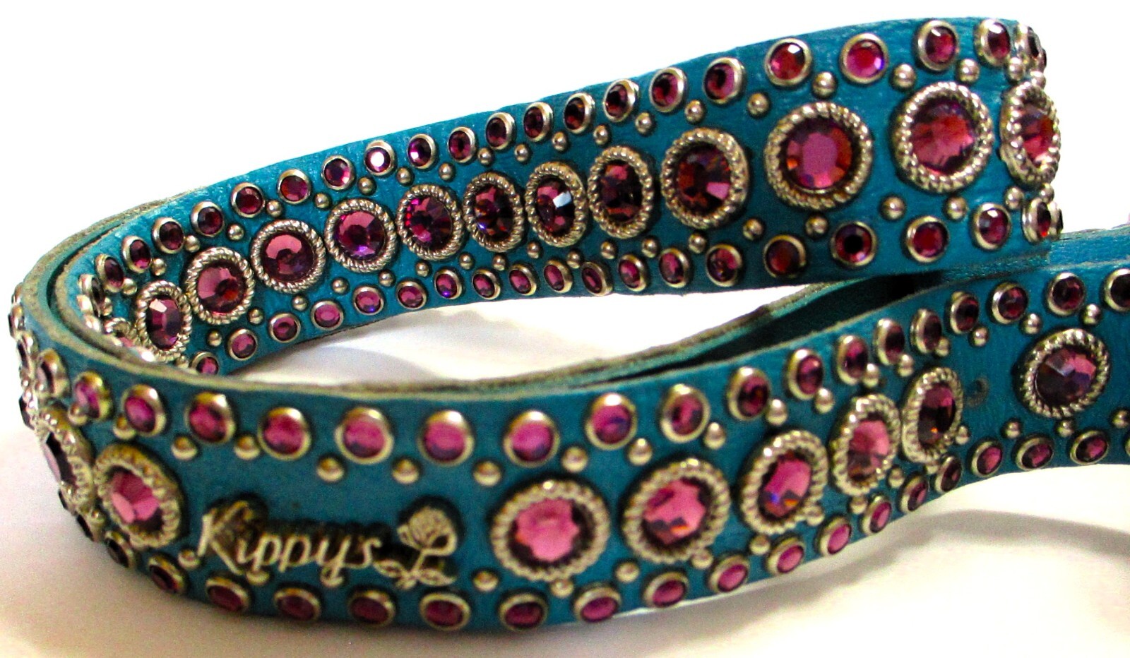 SIGNED KIPPY'S SWAROVSKI CRYSTALS COWGIRL WESTERN RODEO LEATHER BELT