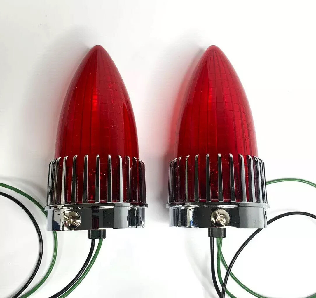 1959 Cadillac Style Pair Tail Light Assembly Brake Stop Lamp Red