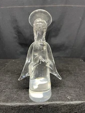 A Brilliant Vintage Murano Style Clear Art Glass 7” Angel Figurine Unbranded