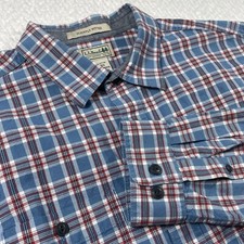 L. L. Bean Plaid Slightly Fitted Long Sleeve Blue Button Down Shirt Size Large