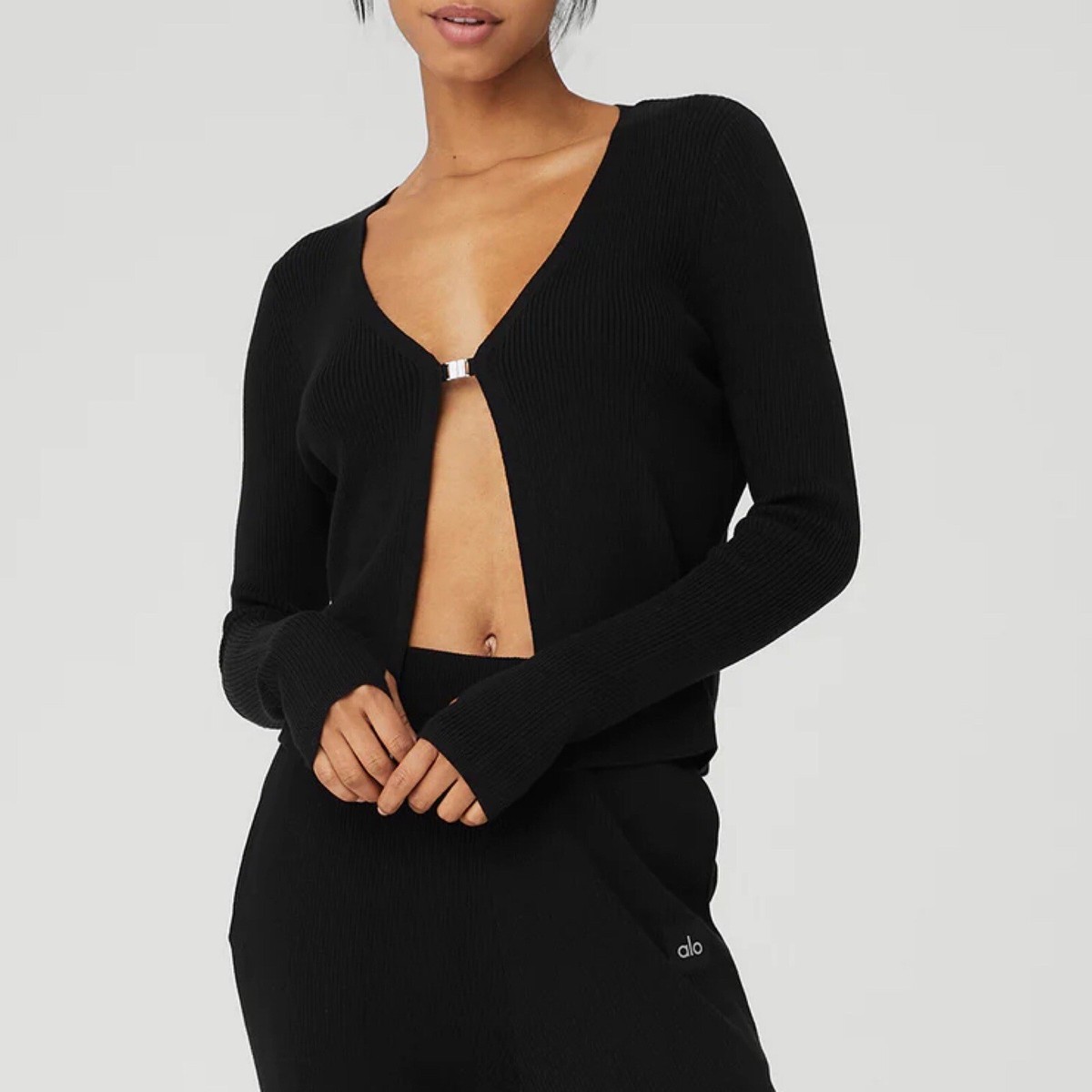 Alo Yoga Knit Salana Cardigan Black XS | eBay