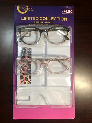 Design Optics Women's Limited Fashion Reading Glasses +1.50 2-PK (RARE)