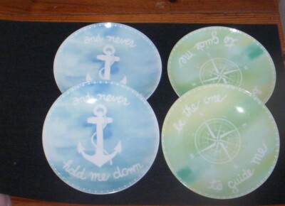 222 Fifth GUIDE ME Snack Plates Set of 4 New 6 1/4''
