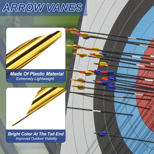 50pcs Arrows Spin Vanes 1.8 Inch Plastic Arrow Fletching Right Twist, Yellow - Picture 3 of 5