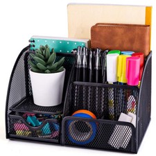 Portapenne Da Scrivania in metallo oggetti organizer Ufficio con 6 scomparti
