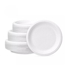 Paper Party Plates Super Rigid Bagasse  Sugarcane Eco Friendly Compostable 50