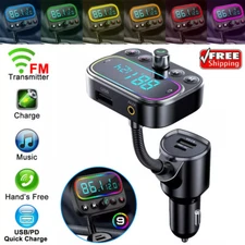 Car Wireless Bluetooth 5.0 FM Transmitter Adapter Radio AUX USB LED Music Player