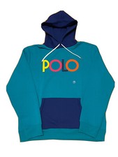 Polo Ralph Lauren Men  s Colorblock Logo Knit Hoodie Sweatshirt Aqua Size Large