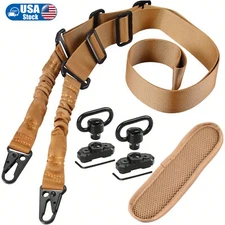 Tactical Rifle Sling Combo: 2-Point QD w/360° Swivel & Shoulder Pad - Adjustable