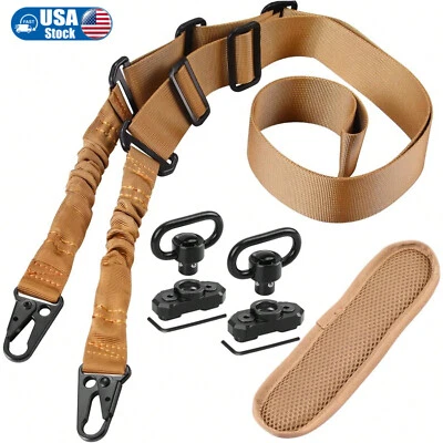LUCIERNAGA Tactical Rifle Sling Combo: 2-Point QD w/360° Swivel & Shoulder Pad - Adjustable