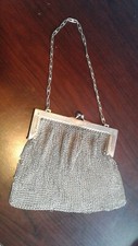 Antique German Silver Mesh Purse Two cabochon amethyst stones Art Nouveau 1900