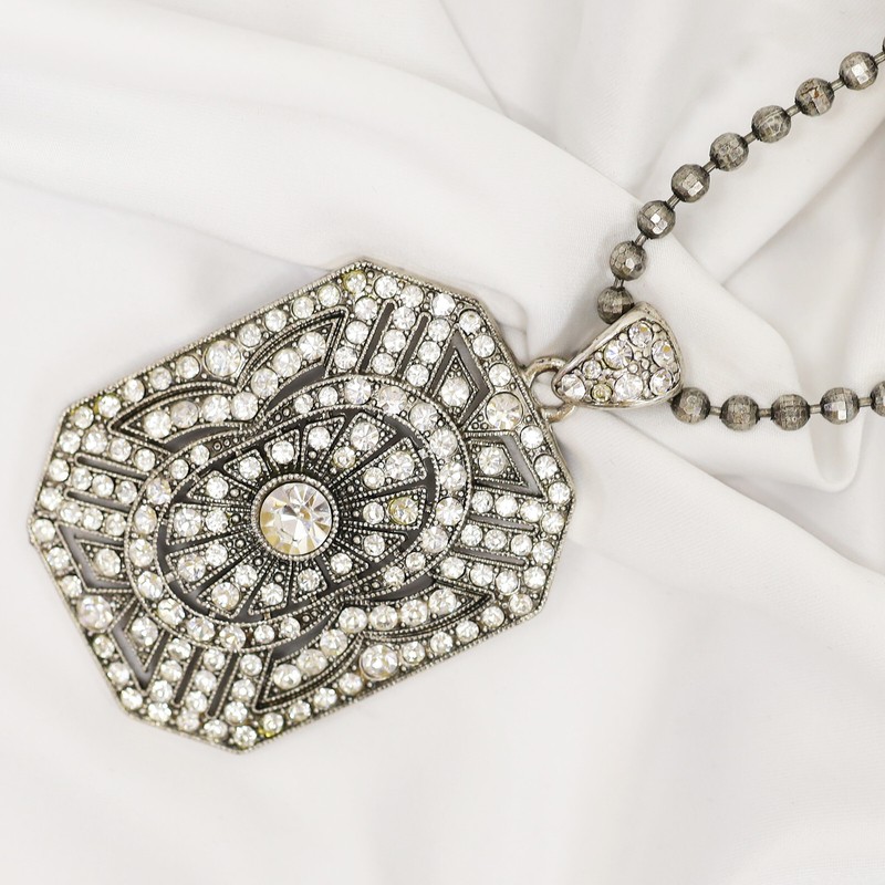 HSN Paula Abdul FYG Crystal Silvertone Strand Pendant 28" Necklace