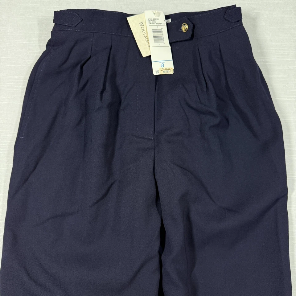 Pantalones de Colección JH Coleccionables para Mujer 8P Azul Marino Lana Plisada Dinero Antiguo Inventario Muerto Foto 2 de 4