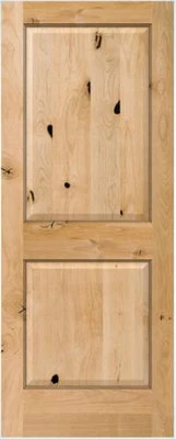 GLOBAL ONE FOREST PRODUCTS PREMIUM WOOD DOORS Knotty Alder 2 Panel Square Raised Solid Core Interior Wood Doors - 6'8 Height