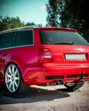 FOX 90mm Racinganlage auf 76mm Downpipe Audi RS4 B5 2.7l 2x90mm Absorber