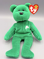 Ty Beanie Buddy Erin Bear St Patrick  s Day Shamrock Green 9  Plush 1997