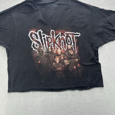 Slipknot T-Shirt Men's M Distressed Black Heavy Metal Band Cropped