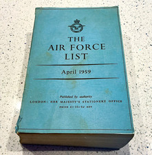 Royal Air Force The Air Force List April 1959 Military Publication