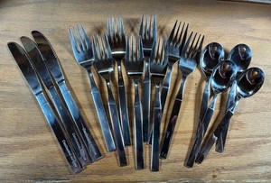 15pc Vintage Continental Airlines Stainless Flatware Spoons & knives Forks ABCO
