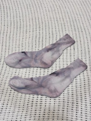 Winterlace Blue Gray Tie Dye Crew Socks Ice Dyed Cotton New 9-11 Soft Pair Set