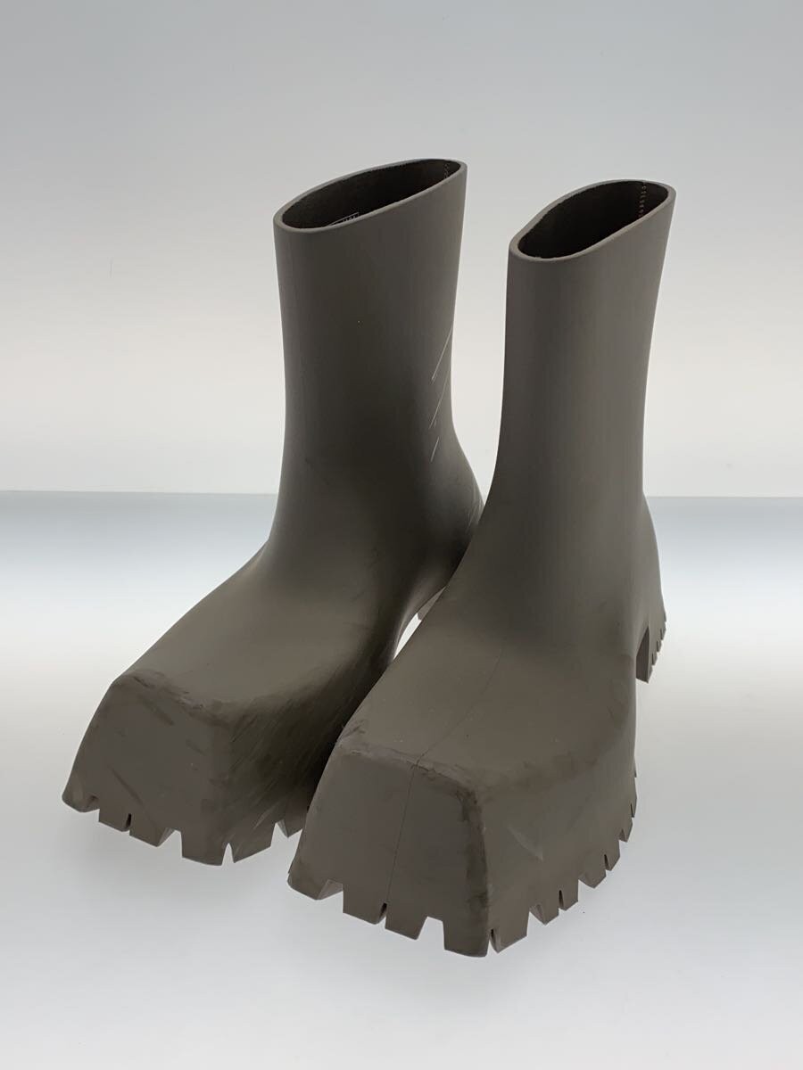 靴 balenciaga 22ss trooper rubber bootie 39 BALENCIAGA 22SS/TROOPER RUBBER BOOT/ US9/GRY/PVC/680660 Used