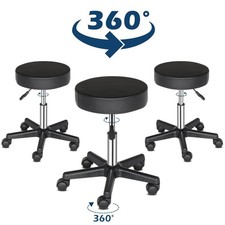 Adjustable Height 360 Degrees Swivel Tattoo Spa Salon Stool with Wheels Black