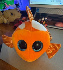TY Beanie Boos SAMI Goldfish Orange & White Plush Fish Blue Glitter Eyes NWT 6”