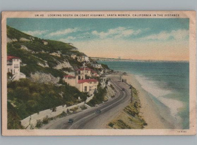 Pacific Coast Hwy Südliche Ansicht Santa Monica CA Postkarte 1934