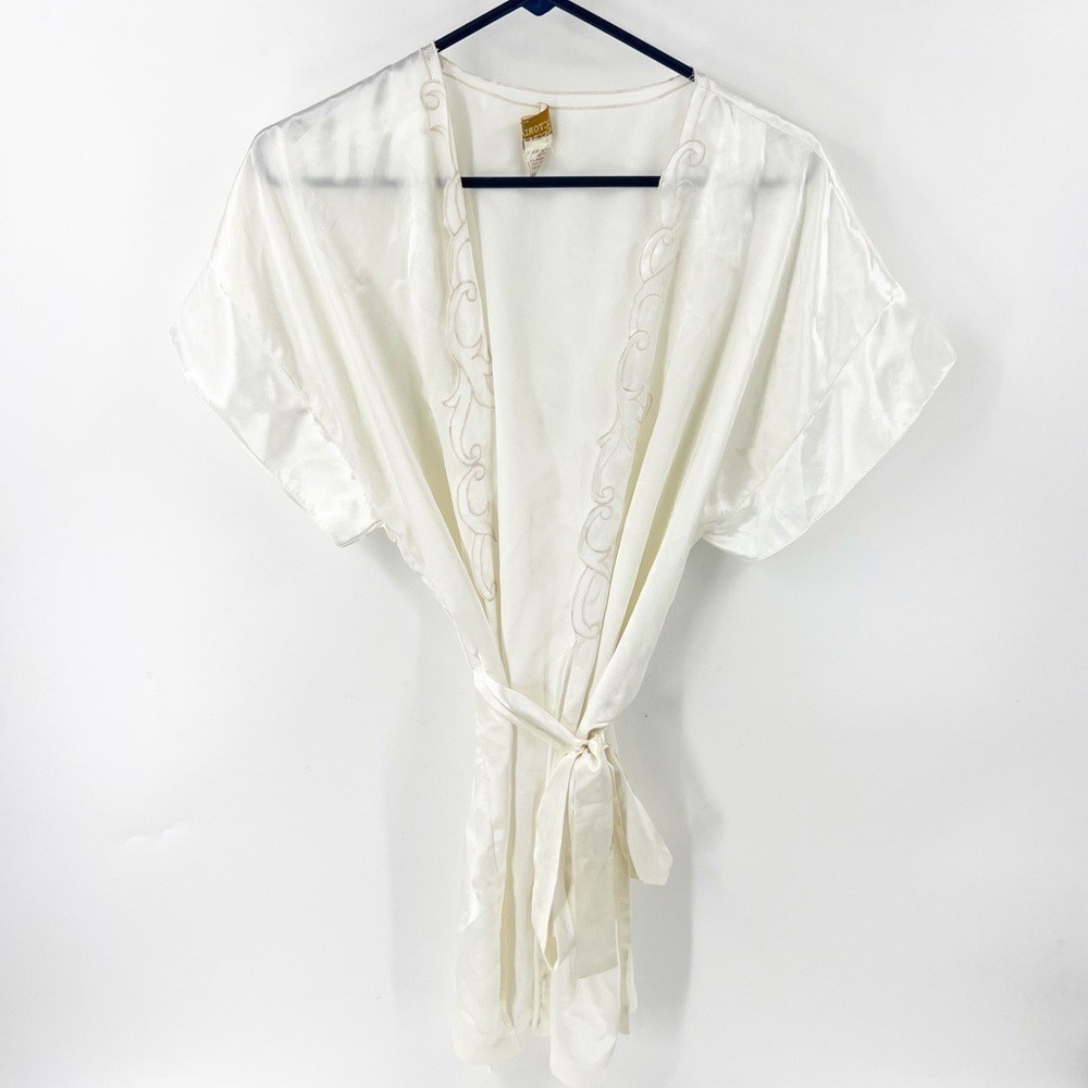 ✅ VICTORIA'S SECRET VINTAGE GOLD LABEL WHITE/BRIDAL SATIN ROBE WITH TIE SIZE MED