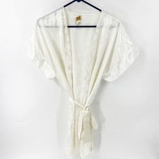 VICTORIA'S SECRET VINTAGE GOLD LABEL WHITE/BRIDAL SATIN ROBE WITH TIE SIZE MED