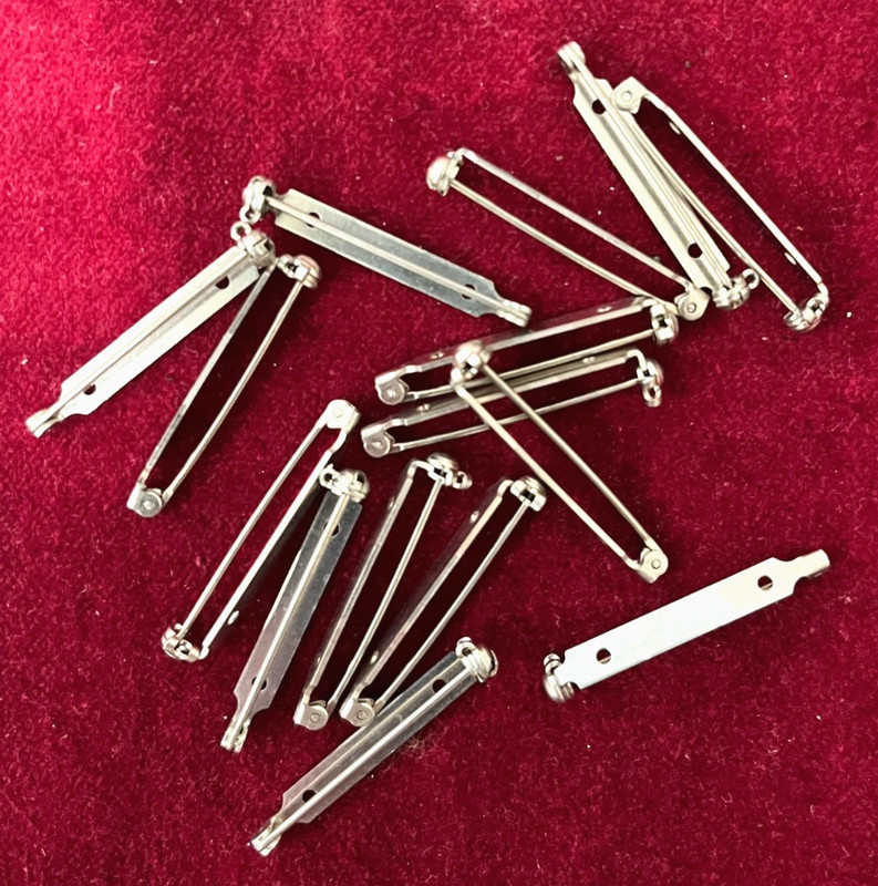 Nickel Silver Pin Backs - Qty is 15 Items - 1.25" Long