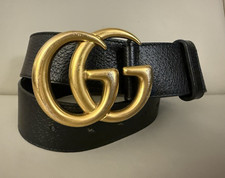 Authentic Gucci GG Marmont Belt Black Leather 95 38 Double G Authenticated