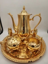 Vintage 24K Gold Electroplated Coffe/Tea Set.  International Silver Company