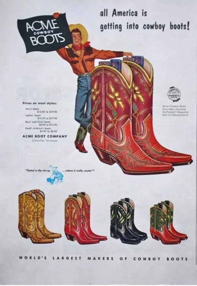 Botas de Vaquero ACME Vintage RARAS Talla 9 D Foto 4 de 4