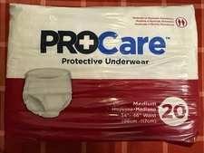 PROCare - Protective Underwear - Lot 4 Packs of 20  - Size Medium 34"- 46" Waist