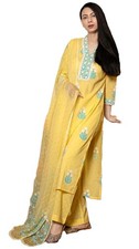 GoSriKi Women's Rayon Viscose Printed Straight Kurta with Pant Dupatta