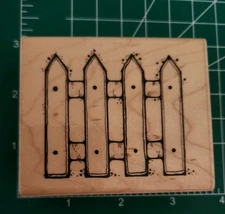 JRL Design Co. FENCE N 180 Wood Mounted Rubber Stamp Garden House Picket Fence 