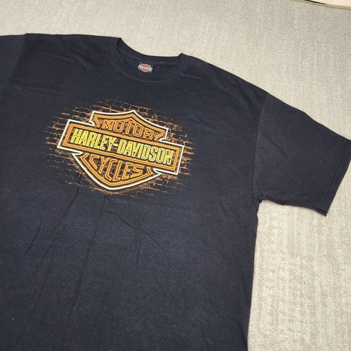 Harley Davidson Shirt Men XXL Bar Shield Biker Big Logo Motorcycles Black Cotton