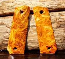 Colt 1911 Full Size Grips Exotic Amboyna Burl Wood Handmade No Ambi Safety Cut