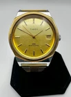 Vtg. TIMEX Marlin Manual Wind 37mm Two Tone Date Watch; Runs Great!