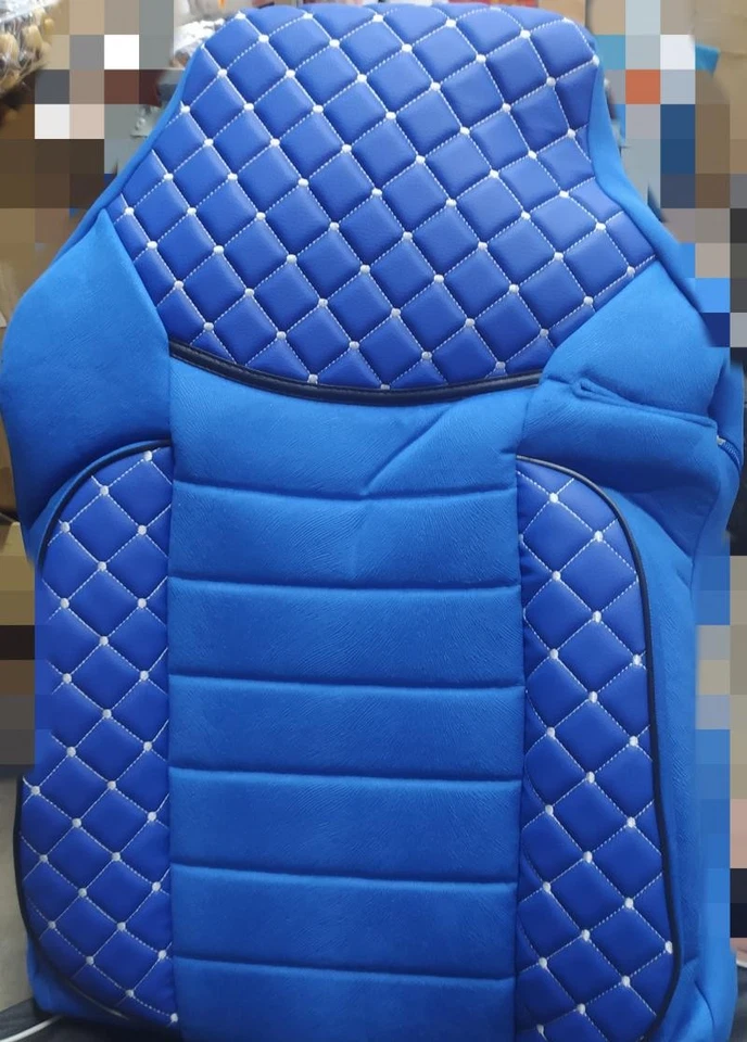 Blau Eco Leder + Wildleder Sitzbezüge für DAF XF 105 Euro 5 2004-13 Truck - Bild 3 von 4