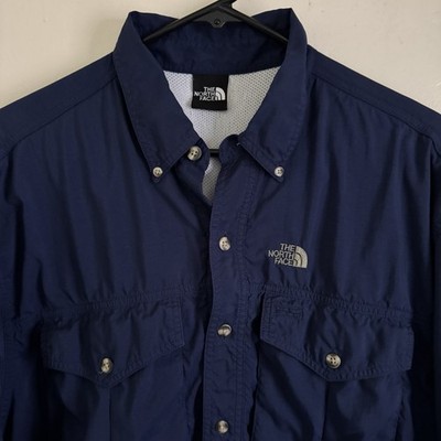 North Face Vented Button-Up Long-Sleeve Roll-Tab Mens Shirt 2-Pocket Size L-XL