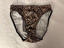 Vintage Delicates Satin Animal Print Leopard Cheetah High Leg Panty Bikini Large