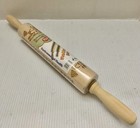 Christmas Rolling Pin Deer Trees Raw Wood 17" Christmas Cooking NEW