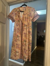 Vintage Smart Time House Dress Womens Sz S Petite Snap Front Made In USA