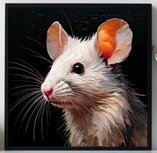 ORIGINAL Oil PAINTING on Canvas Mouse Textured Artwork  8x8 in Custom Order
