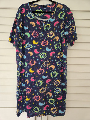 Just Love Sleep Shirt Night Dress Nightgown Sleepwear Nightie Cotton Sun Moon 2X