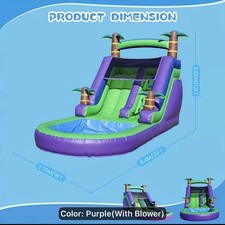 21FT Commercial PVC Inflatable Bounce House Tropical Water Slide Kids Purple New