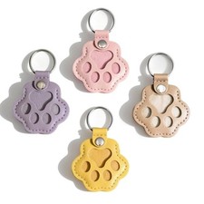 4pcs Pet Paw Shape Leather Keychains, Handmade Fur Keepsake for Cats and 4-SOFT