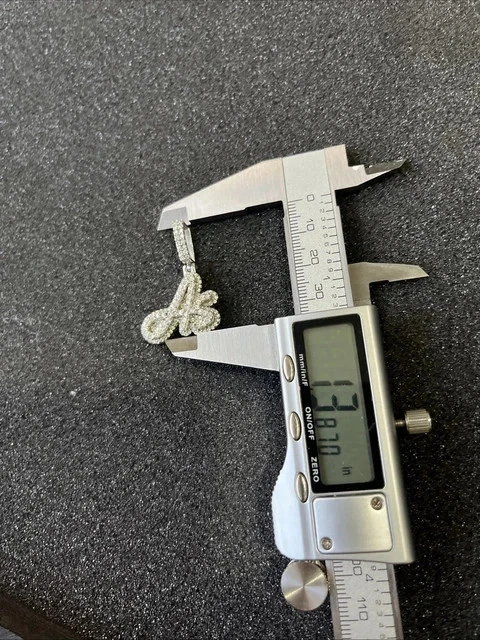 Real Moissanite 2Ct Round Cut Custom Two Letter Pendant 14K White Gold Plated - Image 4 of 4